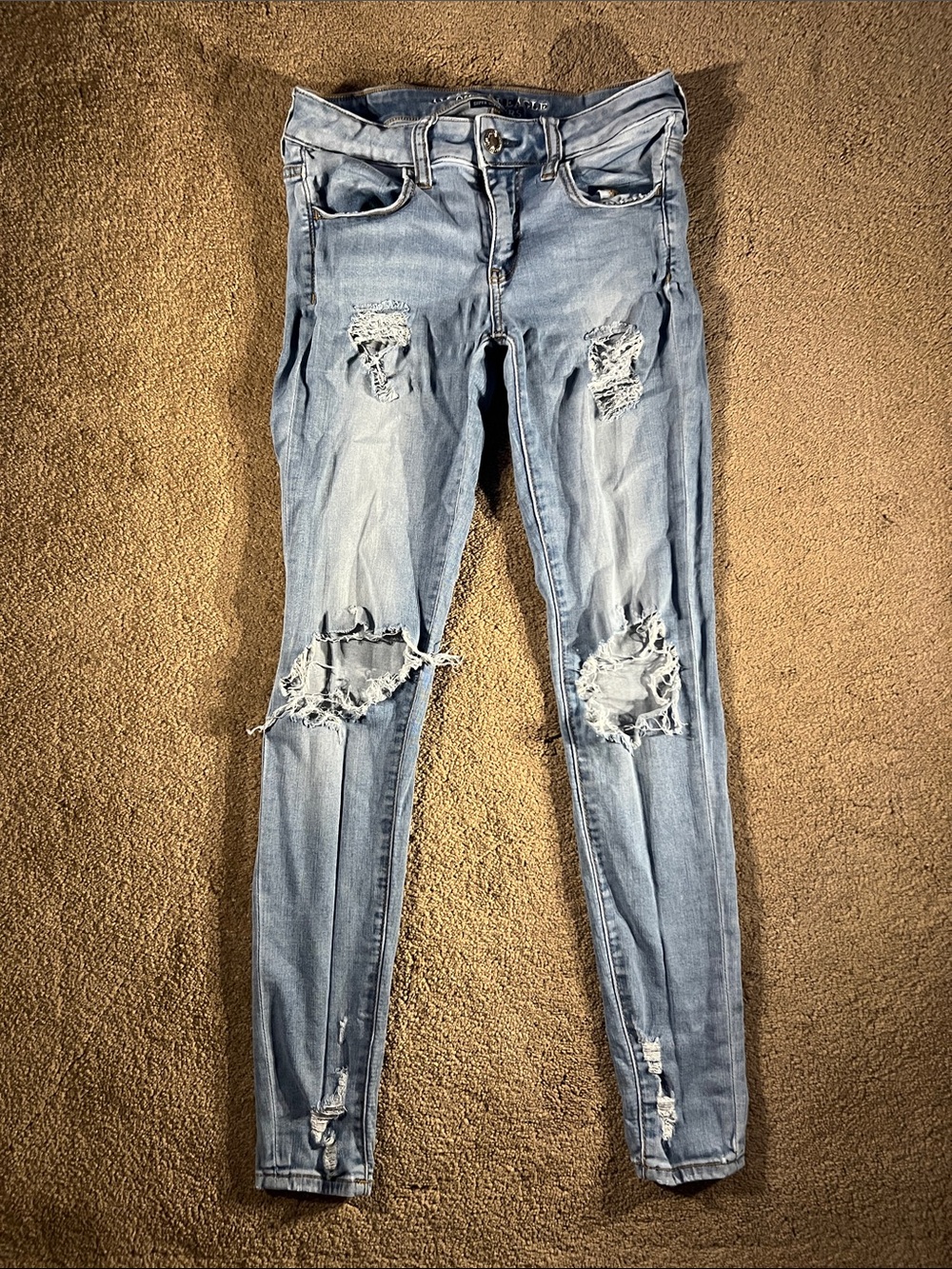American Eagle Outfitters Light Blue Ripped Skinny Jeans